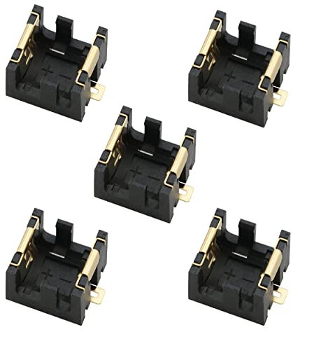 Ruiwaer 5PCS Black AG13/LR44 Horizontal Coin Button Battery Holder Soldering Terminals Button Cell Battery Holder Black Container Case