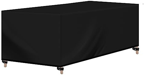 WOLTU Abdeckung für Gartenmöbel, Rechteckig 180x120x74 cm, Abdeckhaube aus 420D Oxford Gewebe, Wasserdicht Abdeckplane UV-Beständig, Schutzhülle Plane für Möbelsets Gartentisch Sitzgruppe,Schwarz