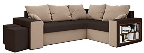 ALTDECOR Ecksofa in U-Form mit Schlaffunktion und Bettkasten Corner Sofa Bett Eckcouch Couch L-Form Schlafcouch Ausziehbar Wohnlandschaft Schlafsofa Cauchsofa DALS - 244x180x90cm Braun/Beige