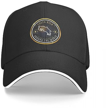 OAKITA Basecap Costa Rica Souvenir Landkarte Umriss Costa Rica Koordinaten Baseballkappe lustige Mütze Hut Luxushut für Frauen Männer