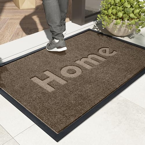 Color G Home Felpudo Entrada Casa, Impermeable, Alfombra Lavable para Atrapar Suciedad, Alfombrilla Antideslizante de Cuidado Fácil para Exterior, Pasillo - 60 x 90 cm, Marrón