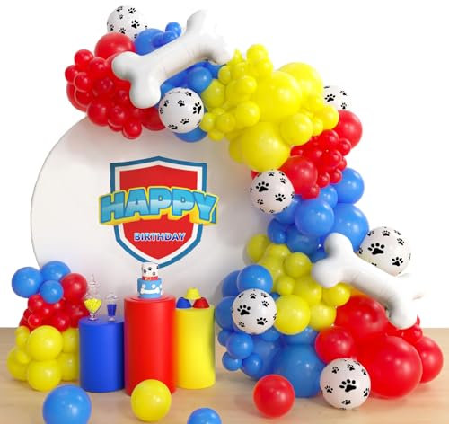 whdiduo 147pcs Birthday Dog Paw Balloons Decorations for Kids Parties, Unisex-Kids and Adults