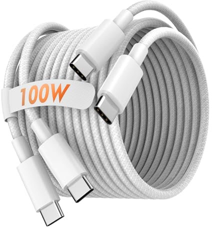ANMIEL USB C to USB C Cable, 2-Pack [2M+2M] 100W Fast Charging Cable Compatible with iPhone 15/Plus/15 Pro Max, Samsung Galaxy S23/S22, iPad Pro, MacBook Air and More