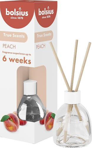 Bolsius True Scents - Duftstäbchen Raumduft Diffuser - Pfirsich - 1 Stk. - 60 ml - bis zu 6 Wochen - Haus Parfüm - mit Natürlichen Extrakten