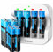 Rechargeable AA & AAA Lithium 1.5V Batteries - 3500mWh Doubla A &1100mWh Triple A for Household Office Devices, Long-Lasting High-Capacity, 1500Cycle,Constant Output (8AAA+8AA+White Q022 Charger)