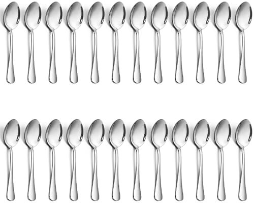 Joyfair Teelöffel, Edelstahl-Dessertlöffel, 24 Stück, Kaffeelöffel/Bestecklöffel, ideal für Kaffee, Tee, Eis, Dessert in Zuhause, Küche, Restaurant, hochglanzpoliert und spülmaschinenfest, 13,5 cm