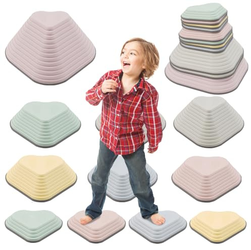 Balanciersteine ​​für Kinder,11 Stück Sensoriksteine ​​für Kleinkinder zur Förderung des Gleichgewichts und der Koordinationsfähigkeit,Stapelsteine ​​Balanciersteine,Indoor und Outdoor (Macaron)