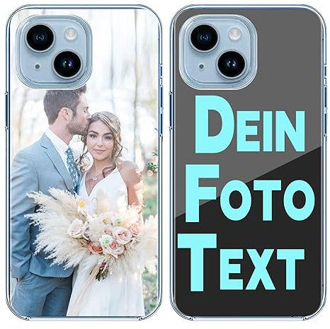 Sangkoo Personalisierte Handyhülle für Apple iPhone 13 - Individuell Eigene Gestaltung mit Foto Name und Text - Vollständiger Schutz iPhone Hülle Personalisiert (iPhone 13)