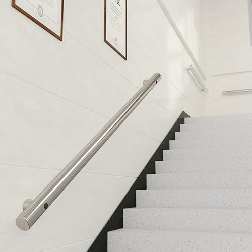 Eiusltsd Stainless Steel Hand Railings for Stairs, Non-Slip Stair Railings Support Rod, Hand Rail Support Kit for Indoor Hospital Home Stair Banister Handrail,180CM