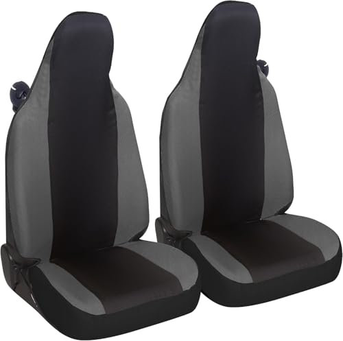 Susy Shop Autositzbezüge kompatibel für Smart fortwo, 450 451 und 453, Set mit 2 Vordersitzbezügen aus Polycotton (Schwarz/Dunkelgrau)