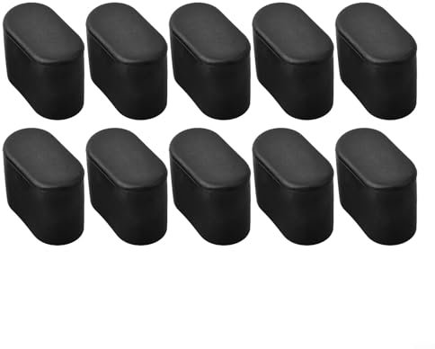 10 x Stuhlbeinkappen, oval, aus Gummi, schützt vor Kratzern und Lärm, für Büro, Zuhause, Terrasse, Garten (schwarz, 25 x 50 mm)