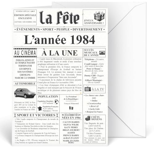 Little Elise Carte d’anniversaire 41 ans Design original Journal Année 1984 | Année de naissance 1984 | Cadeau Anniversaire 41 ans | Format A5 avec Enveloppe