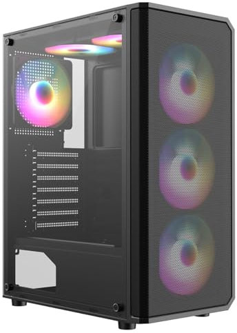 ASC Ryzen Gaming PC - AMD Ryzen 5 4500, Radeon RX580 8GB Graphics Card, 16GB RAM, 256GB SSD, 1TB HDD, 500W 80+ PSU, Wi-Fi, Windows 11, Black 6 Fan RGB Gaming Case