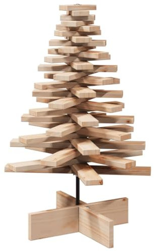 vidaXL Albero di Natale Decorativo in Legno 80 cm Legno Massello Pino, Albero Natalizio con Rami rotanti, Albero in Legno, Decorazione Natalizia