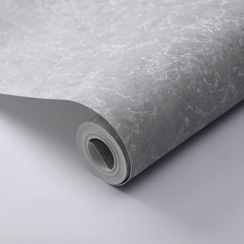Putentfun Dark Grey Concrete Wallpaper 3D Faux Concrete Cement with Metallic Silver Glitter Textured Wallpaper Decorative Luxury Wall Paper for Living Room, Bedroom, Fireplace