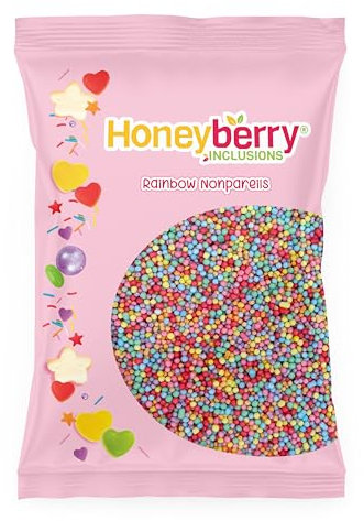 Bunte Nonpareilles 55g - Natürliche Essbare Streusel Tortendeko - Streudekor, Mini Zuckerperlen, Zuckerstreusel Perfekt zum Verzieren von Kuchen, Cupcakes und Desserts - Hergestellt in der EU