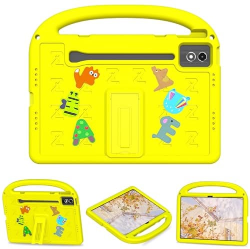Case for Lenovo Tab P12 12.7 Inch Tablet 2023, Kids Cartoon Protective Cover with Handle Stand Lightweight Shockproof Cover for Lenovo Tab P12 12.7 Inch Tablet 2023 Yellow