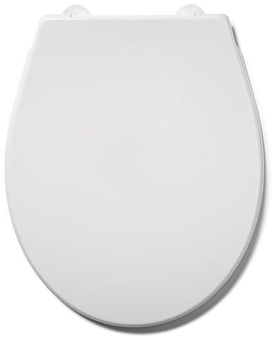 Croydex Vivara White Toilet Seat - Made from Resilient Polypropylene with Adjustable Hinges to Fit Standard Toilets, Bottom Fix Only with Durable Plastic Hinges and All Fittings Included (Oval)