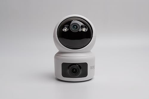 Technaxx Dual-Lens 2MP+2MP Indoor WLAN-IP-Kamera TX-327 – Schwenk-/Neigefunktion 345°/65°, Farbnachtsicht, 2-Wege-Audio, Bluetooth, Bewegungserkennung & -verfolgung, SD-Karten-Slot (128 GB)
