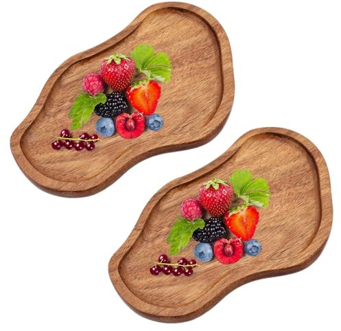Plateaux en Bois, 2 pièces, Plats de Service irréguliers en Forme de Nuage, Plats à bibelots esthétiques pour collations, Bougies, Bijoux, décoration intérieure