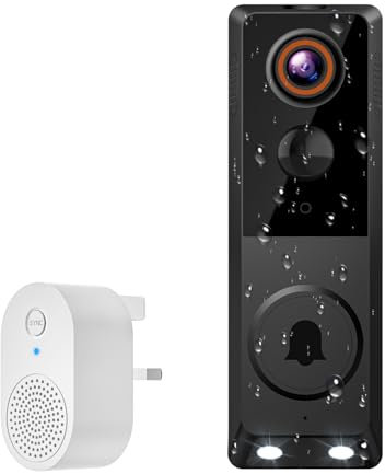 BoldHero 1080p Smart Video Doorbell Camera Wireless with Doorbell Receiver, AI Human Detection and Instant Alerts, 2-Way Talk, Color Night Vision, Cloud Storage, 2.4G Wi-Fi, Live View, Battery Powered