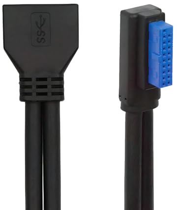 xiwai Low Profile, links abgewinkeltes USB 3.0 5 Gbit/s, 20-poliges 19-poliges Verlängerungskabel, Stecker auf Buchse, für Motherboards, Mainboards, 24 cm