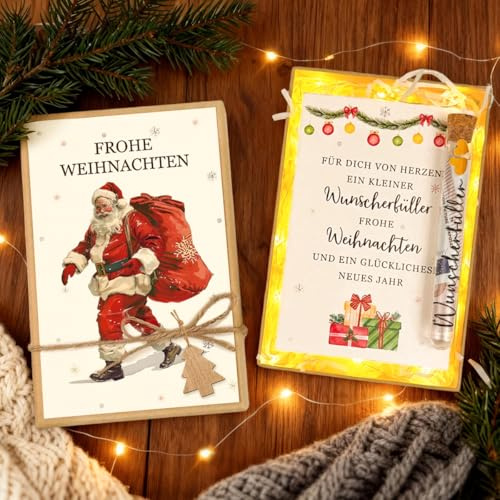 Geldgeschenk Weihnachten Geldgeschenke, Wunscherfüller Weihnachten mit LED | Weihnachtskarten Reagenzglas, Weihnachtsgeschenke für Frauen Männer