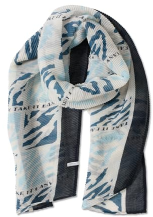 Cecil Gemusterter Plissée Schal dark navy blue A