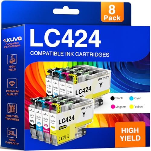 Kuva LC424 Patronen Kompatible für Brother LC424 LC-424 Druckerpatronen | Kompatibel für DCP-J1200W DCP-J1200WE (8 Pack)
