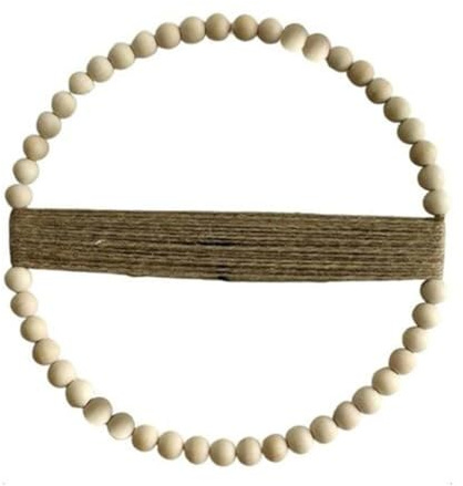 Bosiyrggrl Wooden Bead Round Garland Farmhouse Decor Decoration Bohemian Wall Front Door Decoration,Small Wooden Beads