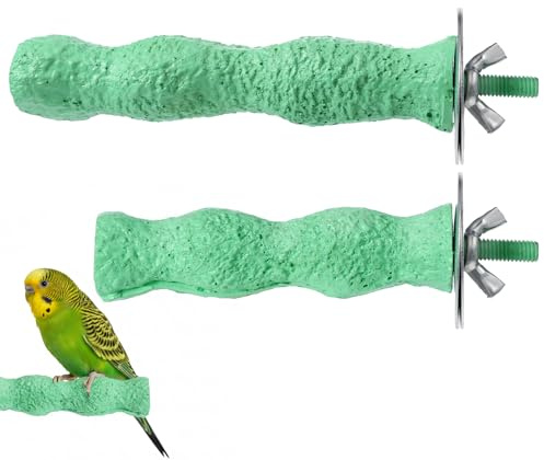 2 Stück Schnabelschleifstein Vogel Papageienkäfig, Waschbare Vogelstange, Schnabelschleifstein & Krallenschleifer Papageien Sitz Harz Schnabelschleifer Stein Fußkrallen Trimmer Zubehör