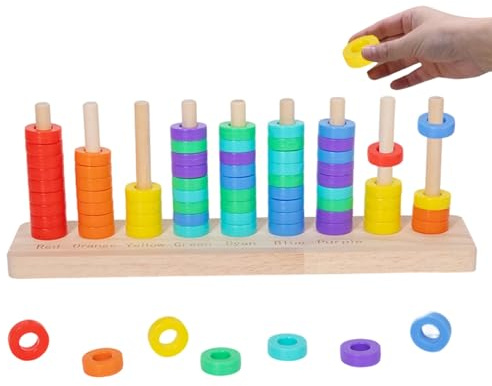 Générique Steckspiele – Lernspiele aus Holz auf Farben | Lernspielzeug STEM Puzzle Formensortierer – für Mädchen Reise Kindergarten Zimmer