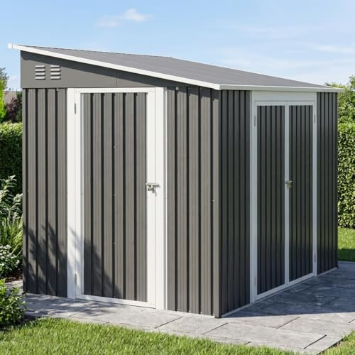 Casetta da giardino in metallo 1,8x2,4m – Doppia porta, laterale, serratura