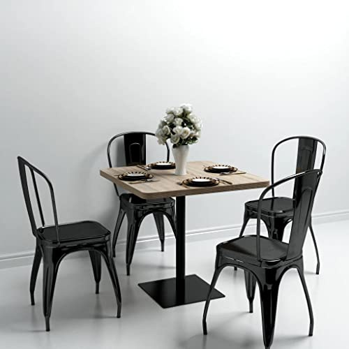 NIVVHOH Bistrotisch Eichenoptik Quadratisch 80x80x75 cm MDF und Stahl Elegant für Romantisches, Französisches Ambiente