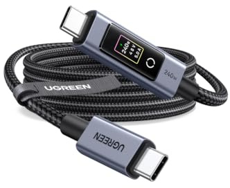 UGREEN Nexode 240W USB-C Kabel mit TFT-Display, Echtzeit-Leistungsanzeige | PD 3.1 Schnelllade USB C Ladekabel mit E-Marker Chip, kompatibel mit iPhone 17/16, MacBook, iPad Pro, Galaxy S26, usw. (2M)