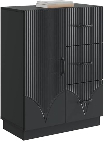 vidaXL Sideboard Schwarz 66 x 34,5 x 87 cm Holzwerkstoff, Wohnzimmer, Moderne Aufbewahrung, Esszimmermöbel, praktischer Schrank, viel Platz für Ordnung