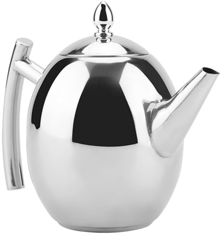 HUSHUI Teiera in Acciaio Inossidabile Bollitore con Impugnatura Ergonomica di Grande capacità per Bar, Ristoranti e Bar Domestici Durevole e Infrangibile (1500ML)