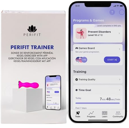 PERIFIT Care Beckenbodentrainer mit App, Inkontinenz, Rückbildung | Patentierte Doppelsensor-Technologie, 5D-Analysesystem, 7 Trainingsprogramme, interaktive Spiele, Bluetooth-Verbindung
