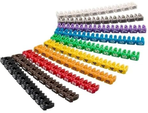 CABLEPELADO Marcador cables | Número de Marcador de Cable | Etiquetas para cables | Diseño clip | Incluye 100 marcadores | Multicolor | Números de 0 a 9 | Apto para cables de grosor 4 mm