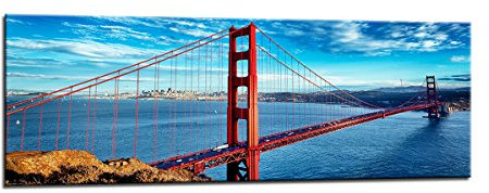 Visario 120 x 40 cm Bild auf Leinwand San Francisco golden Gate Bridge USA 5737-SCT deutsche Marke und Lager - Das Bild Wandbild BZW. Kunstdruck ist fertig gerahmt.
