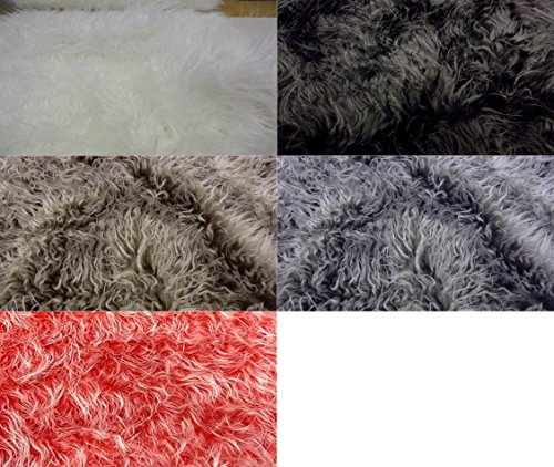 FABRICS-CITY EXTREM LANG ZOTTELFELL ~MONGOLISCHER PELZSTOFF STOFF STOFFE, 2981 (Dunkelbraun/weiß)