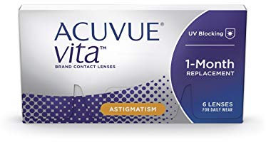 ACUVUE Kontaktlinsen Vita for Astigmatism Monatslinsen weich, 6 Stück / BC 8.6 mm / DIA 14.5 / CYL -0.75 / Achse 180 / -3 Dioptrien