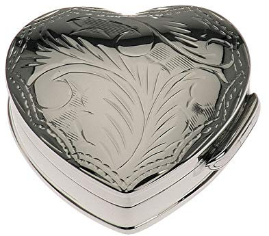 kleine Pillendose in Herzform 925 Sterling Silber ca. 3.3 x 3 cm - ohne Einsatz - 1 Fach - Mini Pillenbox für unterwegs, die Handtasche, Hosentasche, als Geschenk