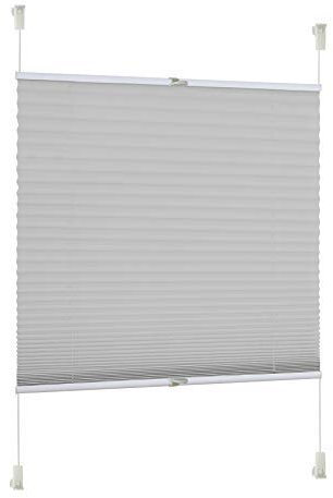 Rapid Teck® Klemm Thermo Plissee 90cm x 130cm GRAU Blickdicht Faltrollo Jalousie Rollo ohne Bohren Klemmrollo Fertigplissee