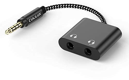 Cubilux 3.5mm Male to Dual Female Headphone Jack Splitter, Double Audio Y Adapter, 2-Port Stereo Earphone AUX Dongle, Compatible with MacBook iPad PC Computer Phone Laptop Tablet PS4 PS5 Xbox One/360