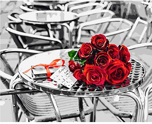 WYTTT Puzzle 1000 Teile Landschaft Erwachsene Puzzle Holzpuzzle 3D Klassisches Puzzle Rote Rose Schwarz Weiß DIY Moderne Kunst Hauptdekor,75X50Cm