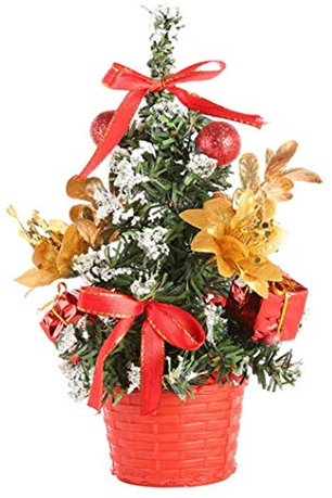 Molinter Mini Weihnachtsbaum Künstlicher Weihnachten Baum Christbaum Tannenbaum mit ständer Weihnachtsdeko Weihnachten Deko Geschenk (Rot)