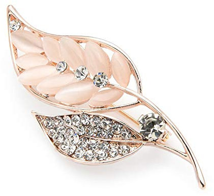 MAITONGG Brosche Für Frauen Strass Opal Blätter Broschen Frauen Männer Casual Brosche Pins Party Geburtstagsgeschenke Schmuck Schal Kleidung Mantel Abzeichen Brosche Geschenk