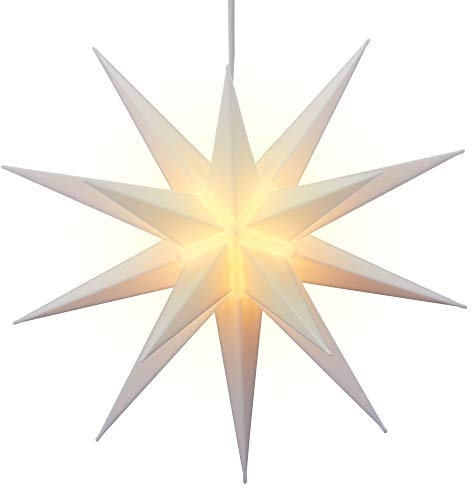 Stella luminosa 3D bianca in PVC LED stella di Natale XL da appendere, illuminata con funzione timer, incl. LED SMD Ø 60 cm, per esterni IP44 (1 X XL 3D Stella luminosa Timer, bianco)