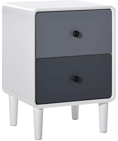 HOMCOM Modern Side Cabinet Nightstand Home Organizer with 2 Storage Drawer Unit for Bedroom, Living Room